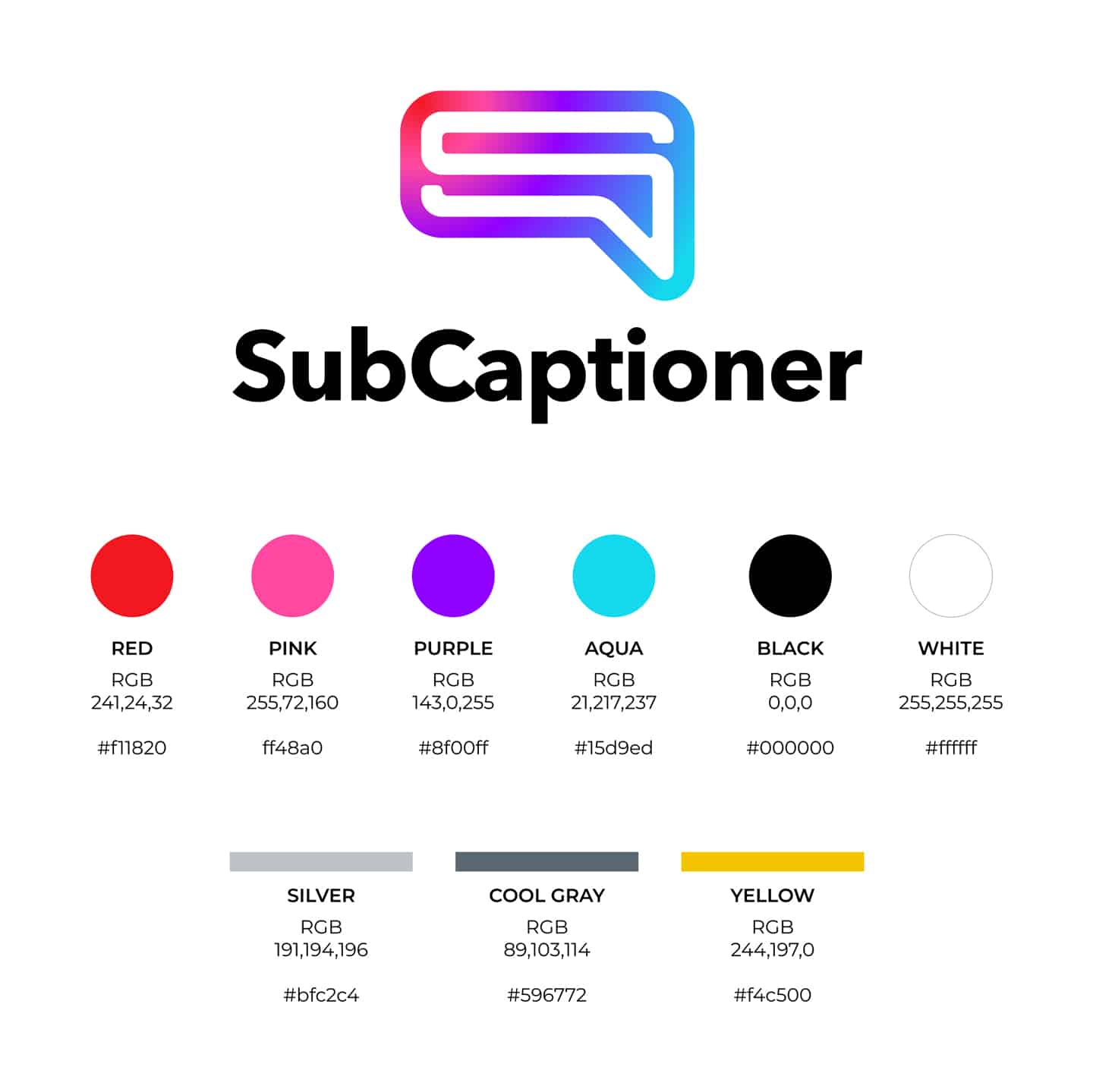 SubCaptioner final logo & color palette