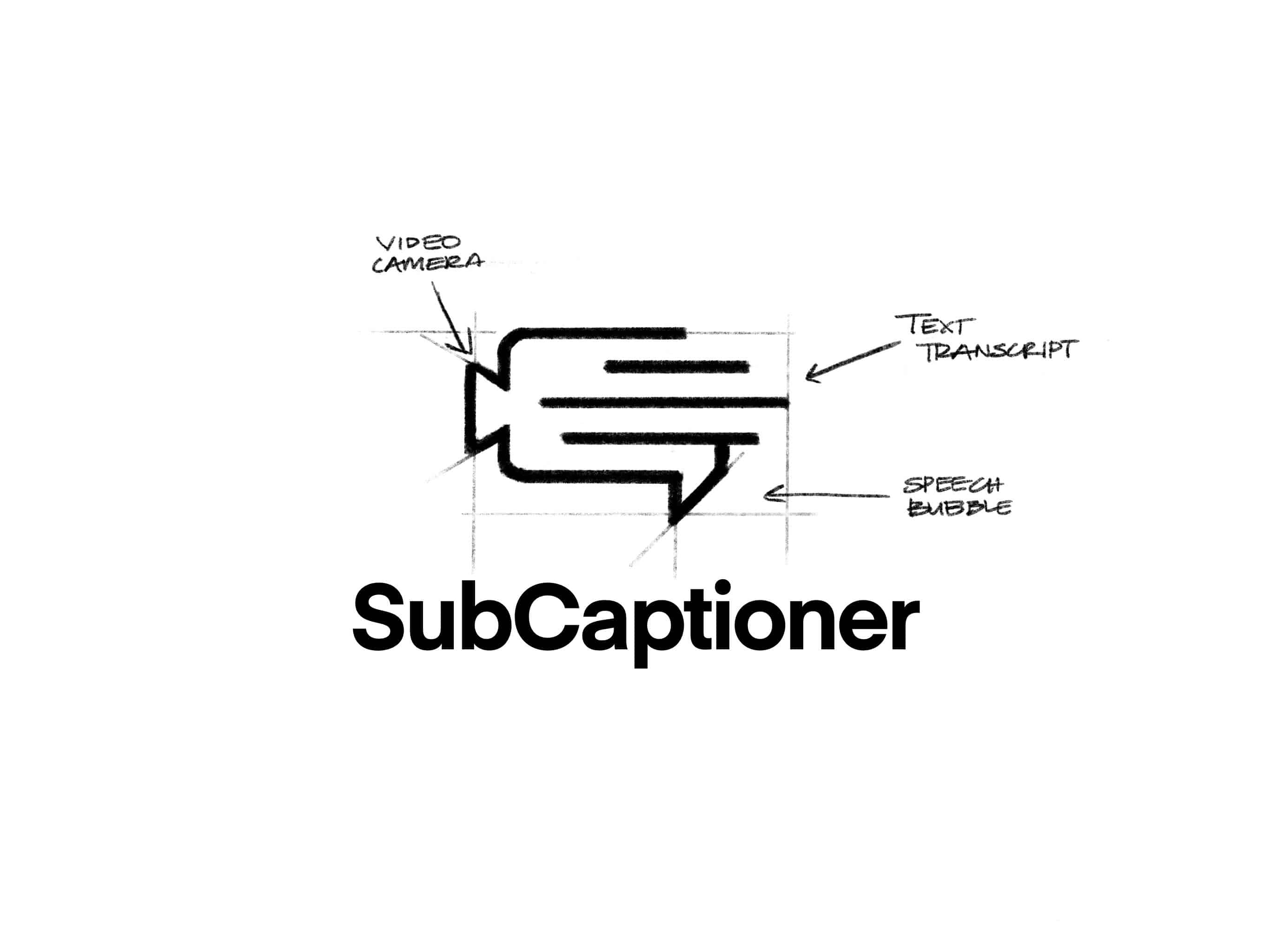 SubCaptioner early logo sketch concept - video camera