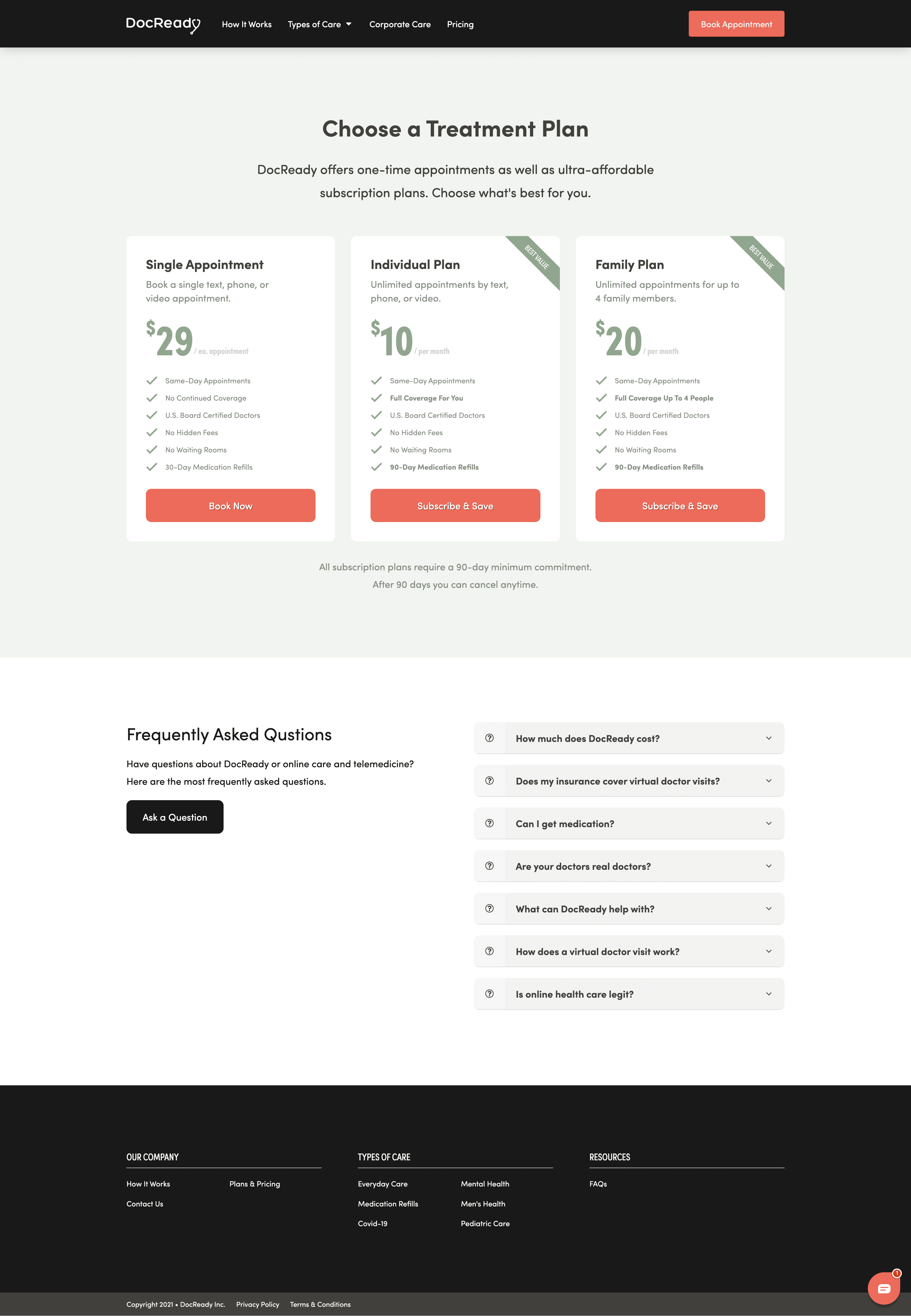 DocReady Pricing Page Web Design