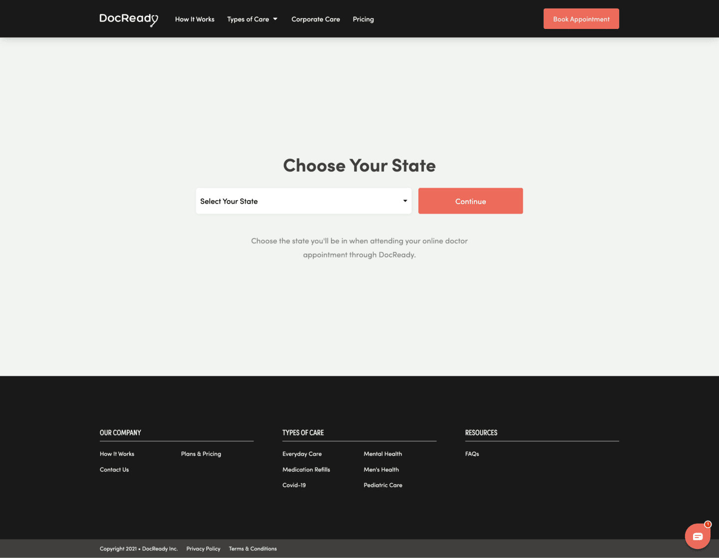 DocReady Choose Your State Web Design